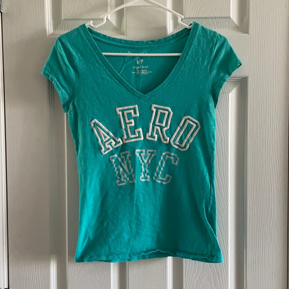 Turquoise Aeropostale v-neck tee